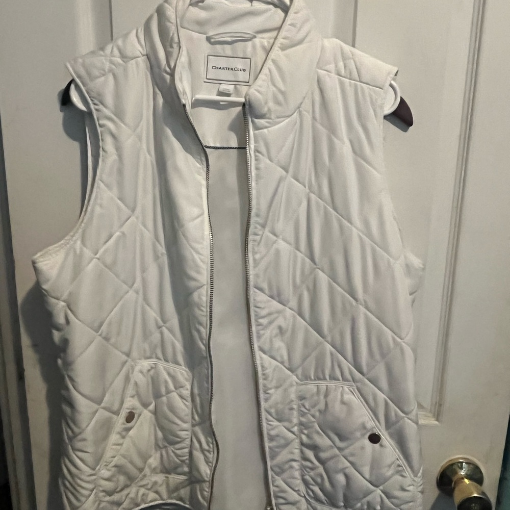 Charter Club Women's White Quilted Vest